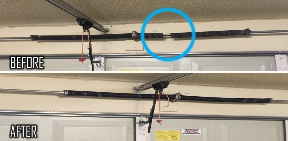 Photo 6– Before and after torsion spring replacement.