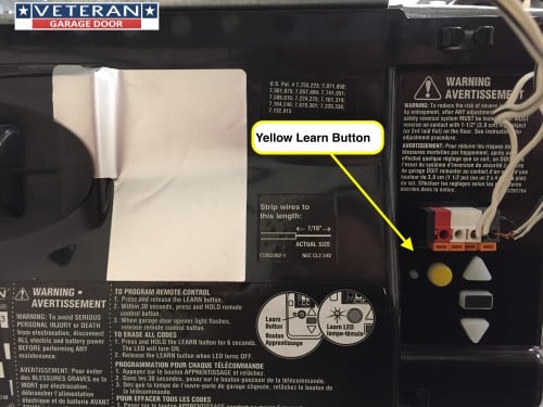 garage door opener yellow learn button