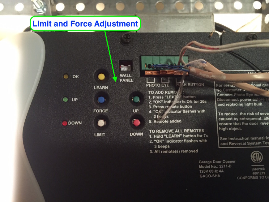 New Garage Door Opener Adjust Down Force for Large Space