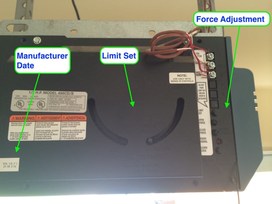 Programming Travel & Force Limit Overhead Legacy &Phantom - OverheaD Door Legacy Opener Limit Set 870x653