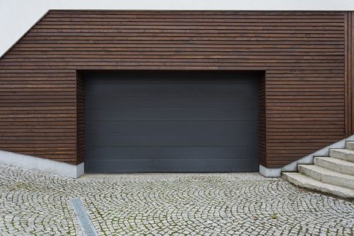 Modern garage with insulated garage doors