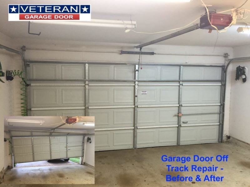 before and after garage door off track repair